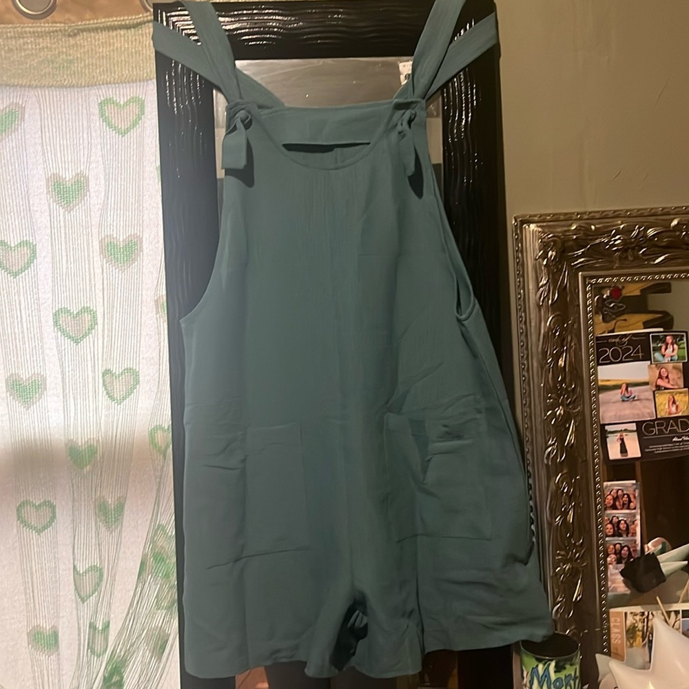 Emery Rose M Teal Shorts Jumpsuit